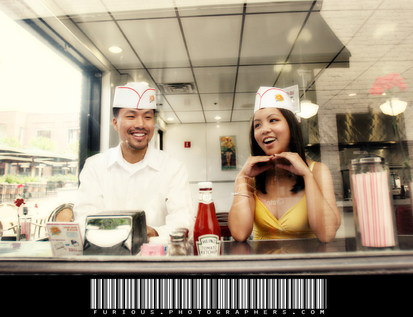Johnny Rockets Engagement Picture
